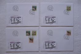 1995 4 FDC Tiere II Teilsatz & Einzelm. SBK 865 / 866 / 868
