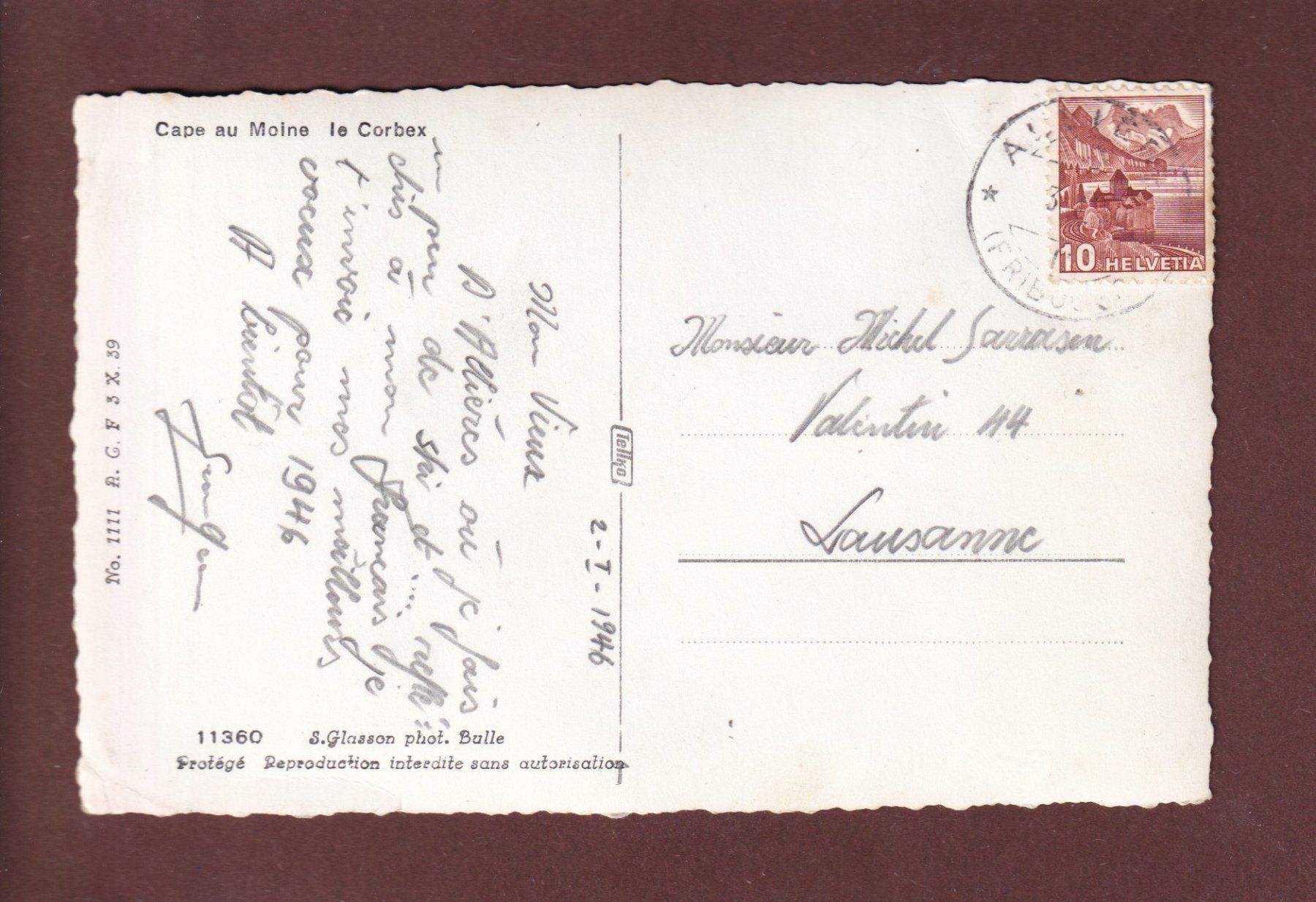 Cartes postales: CAPE AU MOINE - Le Corbex - 1946 // pli d'angle // – D'occasion à Pully par nicecards 1