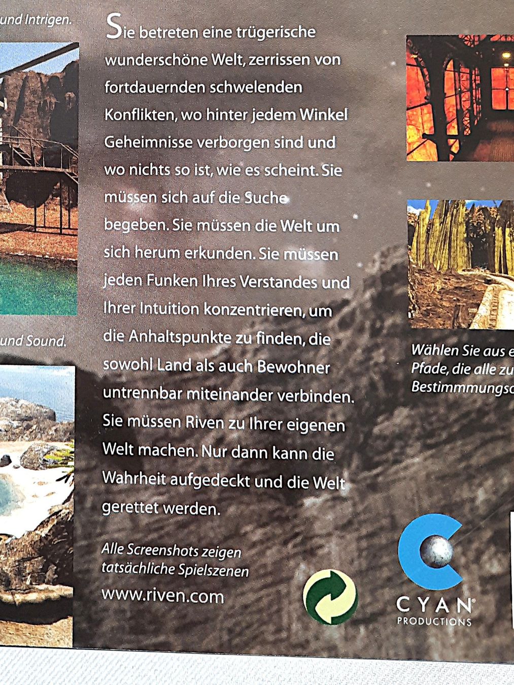 Giochi: BRODERBUND "RIVEN- The Sequel to MYST" – Usato da Beinwil am See venduto da Restwert_Beinwil 2