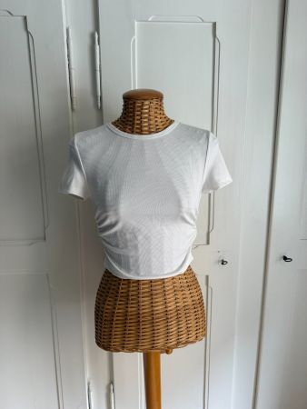 T-Shirt weiss gerafft 34