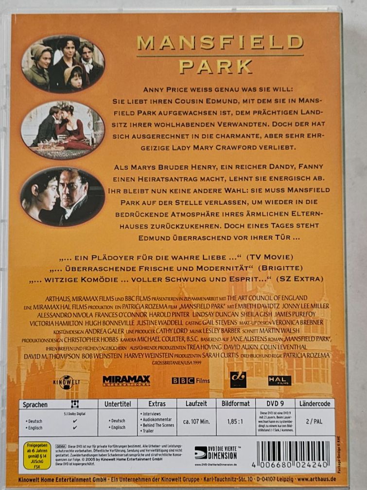 Tutti i DVDs: MANSFIELD PARK/ DVD – Usato da Geuensee venduto da jes_9xyk 1