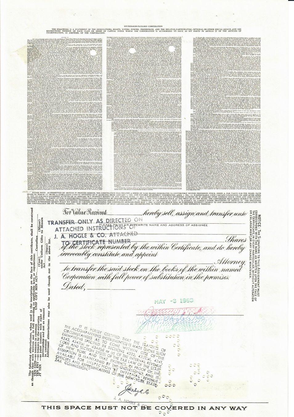 Documents: Original-Aktie Studebaker-Packard Corp., 2.5.1963 – D'occasion à Adliswil par Micoculier 1