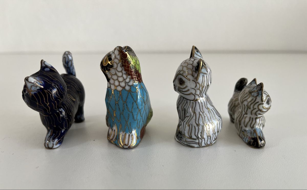 Statuette: 4 Stk. Katzen / Cloisonne – Usato da Wetzikon ZH venduto da seli03 6