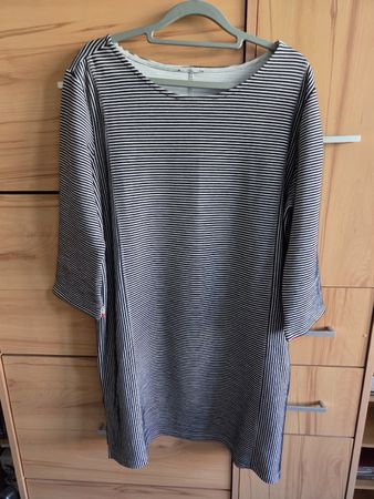 Longpulli/Kleid Dunkelblau/Weiß wärmere Qualität Gr 42