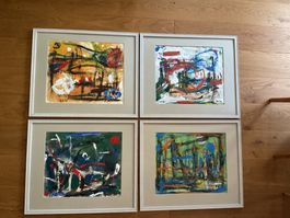 4er Set, Ölbilder, abstrakte Unikate, von Barbara Wiesner