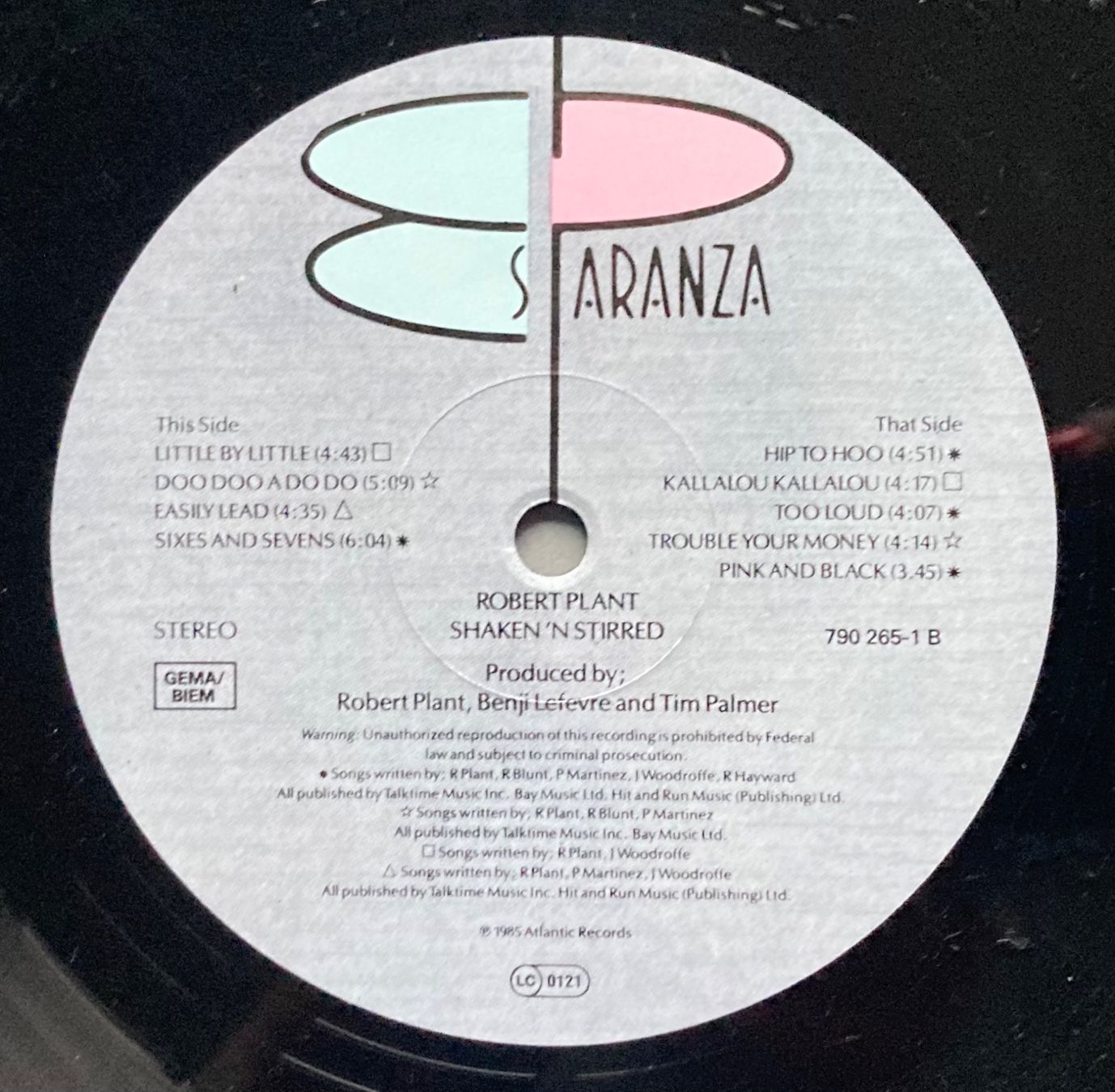 Dischi in vinile: ROBERT PLANT / LED ZEPPELIN - SHAKEN 'N' STIRRED – Usato da Poliez-Pittet venduto da Newtown-Records 3