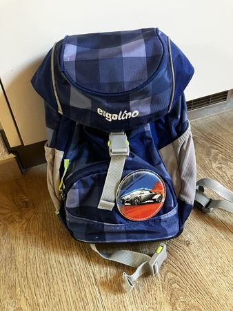 Ergolino Kinder Rucksack blau kariert