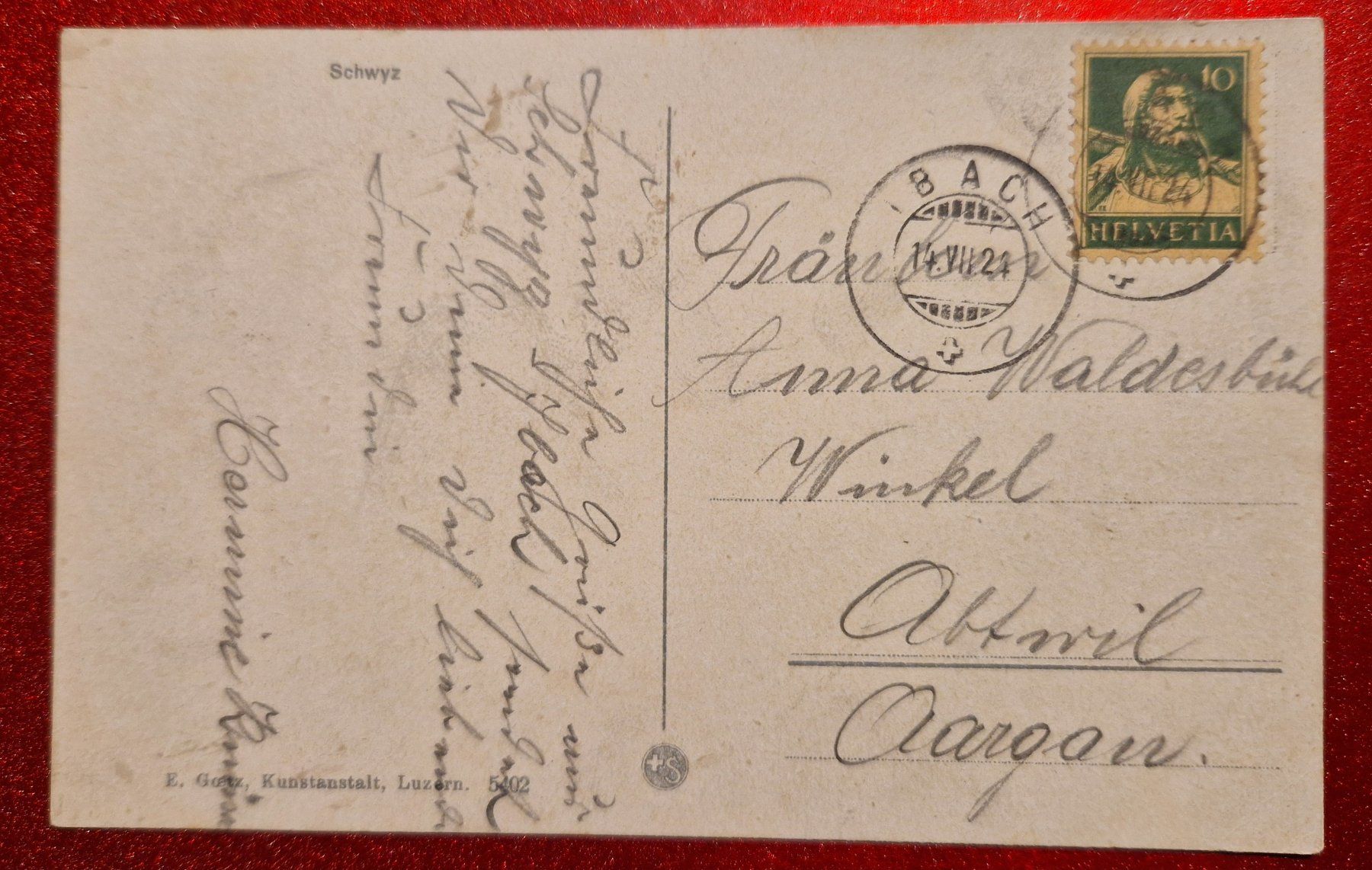 Cartoline postali: Schwyz 1921 – Usato da Melchnau venduto da Arthurius 1