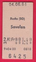 KARTON BILLETT, BUCHS (SG) - SEVELEN, 2.KLASSE, EINFACH
