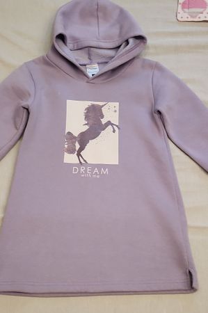 Vestito felpa bambina/o con cappuccio - unicorno, taglia 116
