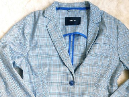 BLAZER JACKE OPUS JANINKA SQUARE 40 GRAU BLAU KARO VICHY TOP