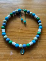 EM-Keramikkette für Hunde & Katzen mit Schutzmedaillon blau