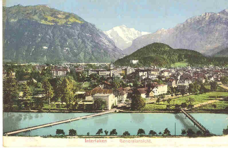 Cartoline postali: Interlaken - Generalansicht + ca. 1915 – Usato da Emmenbrücke venduto da teestube