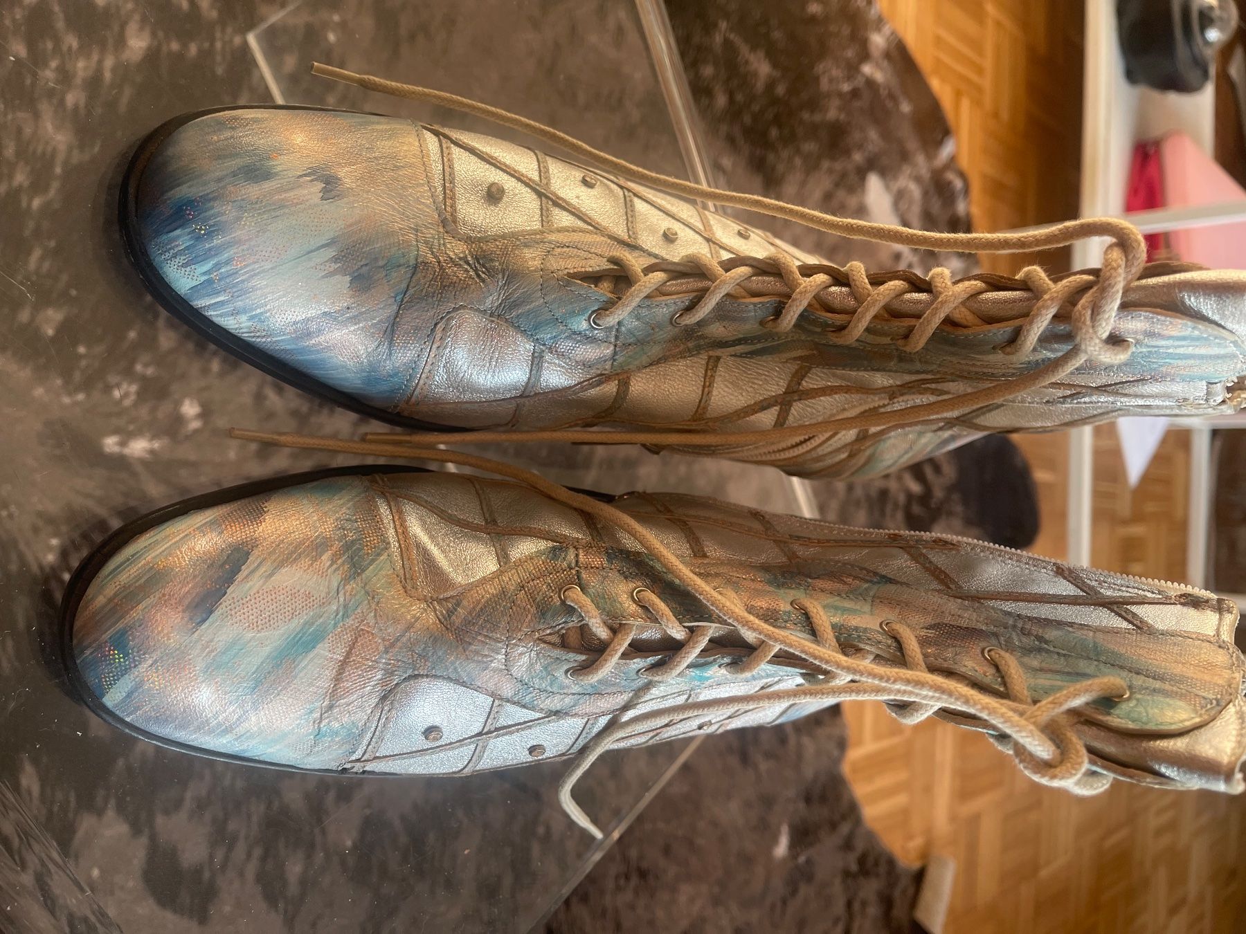 Damenschuhe: Vintage Leder Stiefel mit steine – Neu (gemäss Beschreibung) aus Hinterkappelen von simona67 1