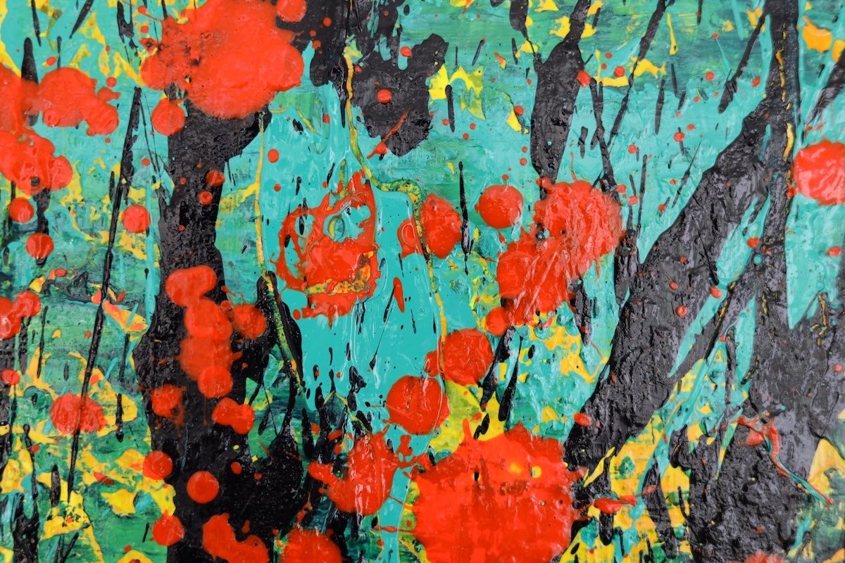 Tableaux: Abstraktes Acrylbild Dynamik Farbe Action 120x160 cm – Neuf avec emballage d'origine à  par  9
