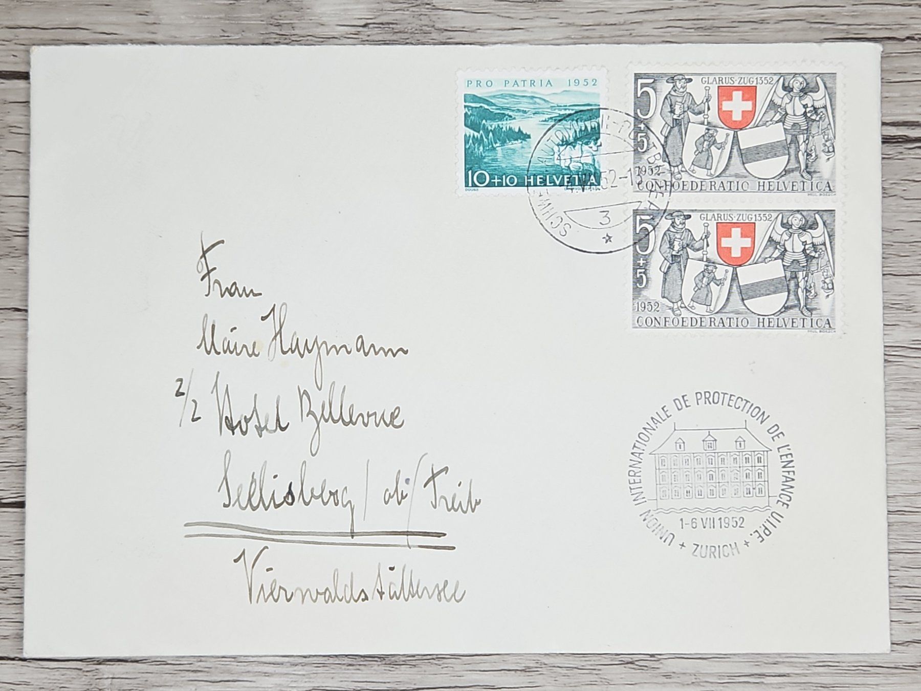 Tutti i francobolli: CL01 Enveloppe + Timbre Suisse 1954 – Usato da Cousset venduto da Patrick_Collections