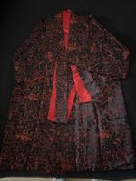 Morgenmantel Kimono bestickt schwarz rot Neu