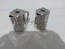 Milchkännli Edelstahl, Zuckerdose, Vintage, 2-teilig