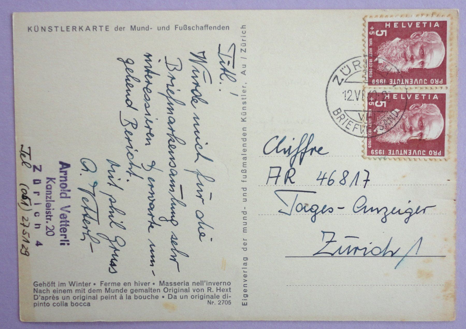 Cartoline postali: Ferme en Hiver - Gehöft im Winter – Difettoso da Fétigny venduto da Billy2miny 1