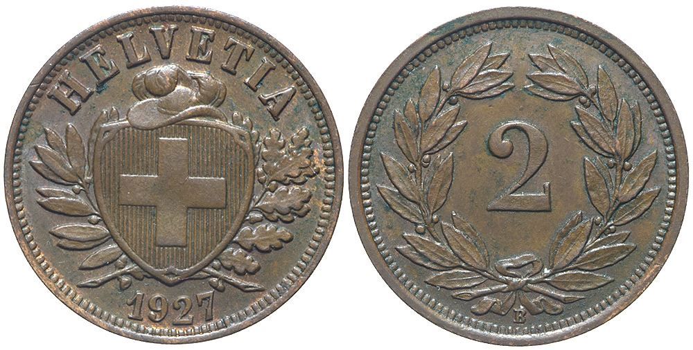 Tutti le monete: 2 Rappen 1927 (02) – Usato da Chiasso venduto da Novamarketing