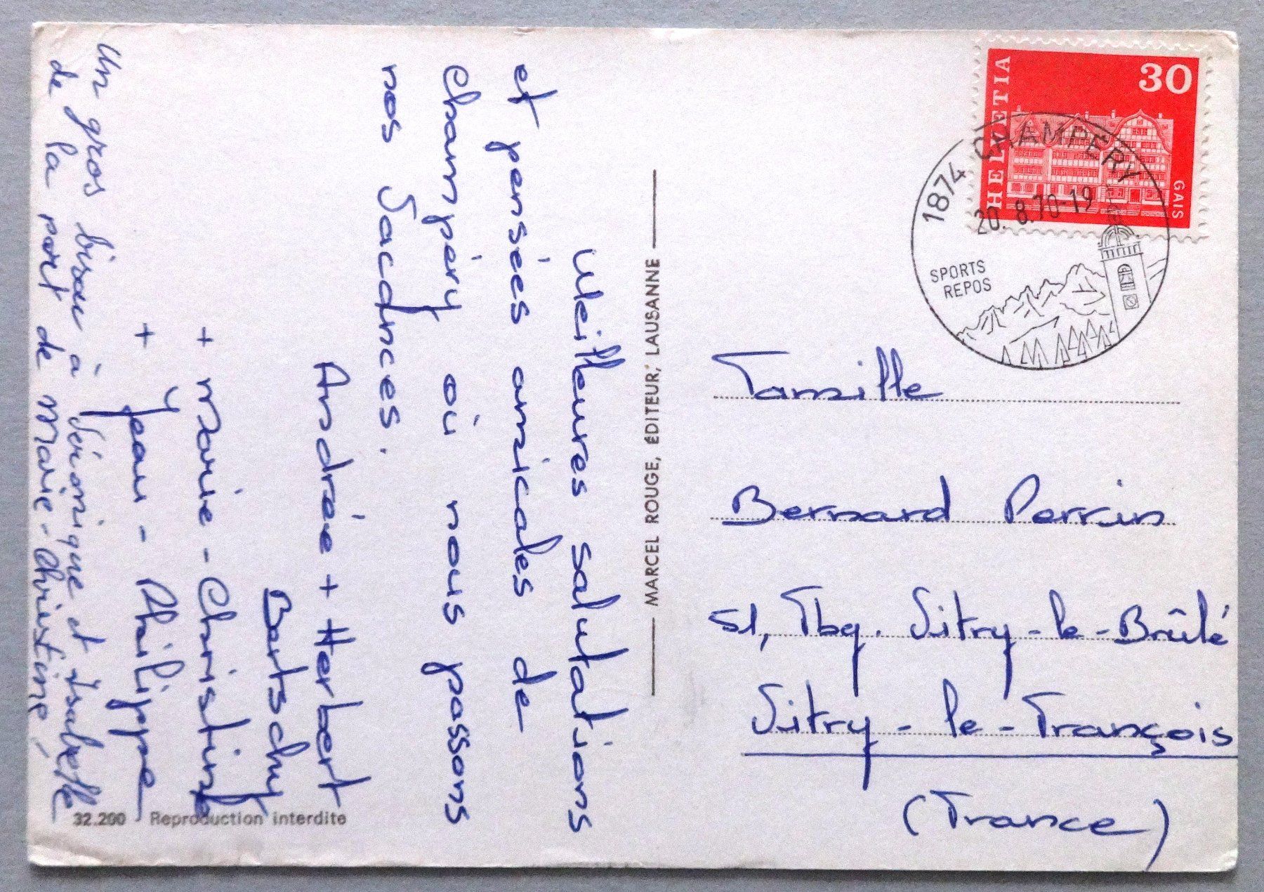 Cartoline postali: Champéry – Difettoso da Fétigny venduto da Billy2miny 1