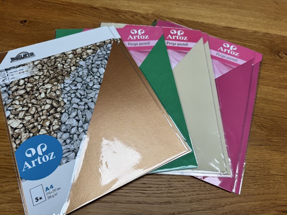 Carta: Artoz Papier Perga Pastell & Dorato 7 x 5er Pack, NEU & OVP – Nuovo e nell'imballaggio originale da Gurmels venduto da topsommer