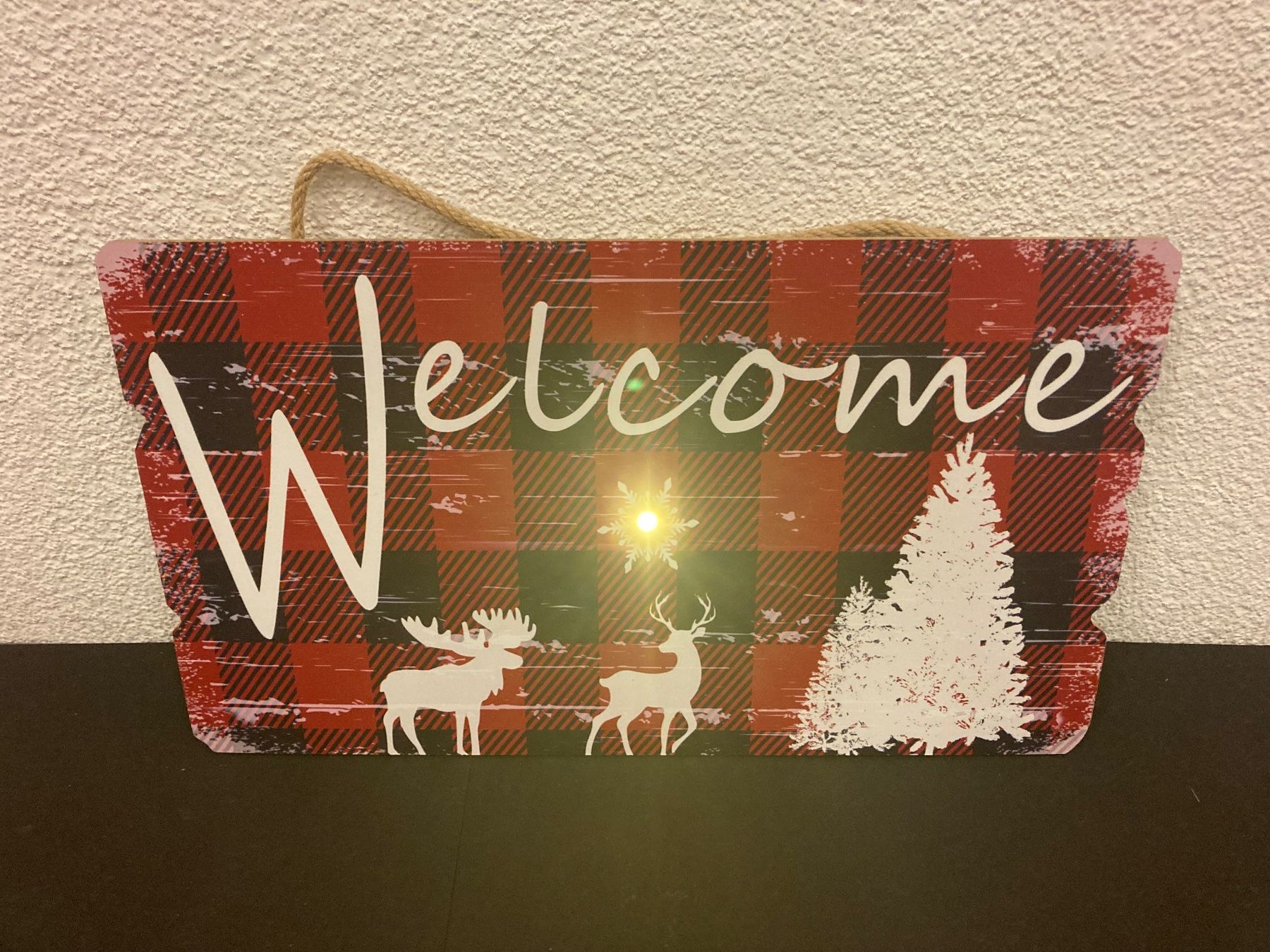 Tutte le decorazioni: Bild aus Holz "Welcome" mit 1 LED, Timer, ca. 40 x 24 cm – Nuovo e nell'imballaggio originale da Neuenhof venduto da jorogo