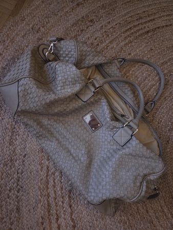 Reisetasche Umhängetasche beige "Lederlook" Reisetasche