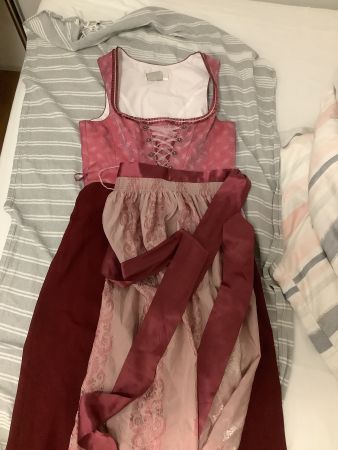 Tracht Dirndl Landhaus rosa rot gemustert Grösse 42 midi