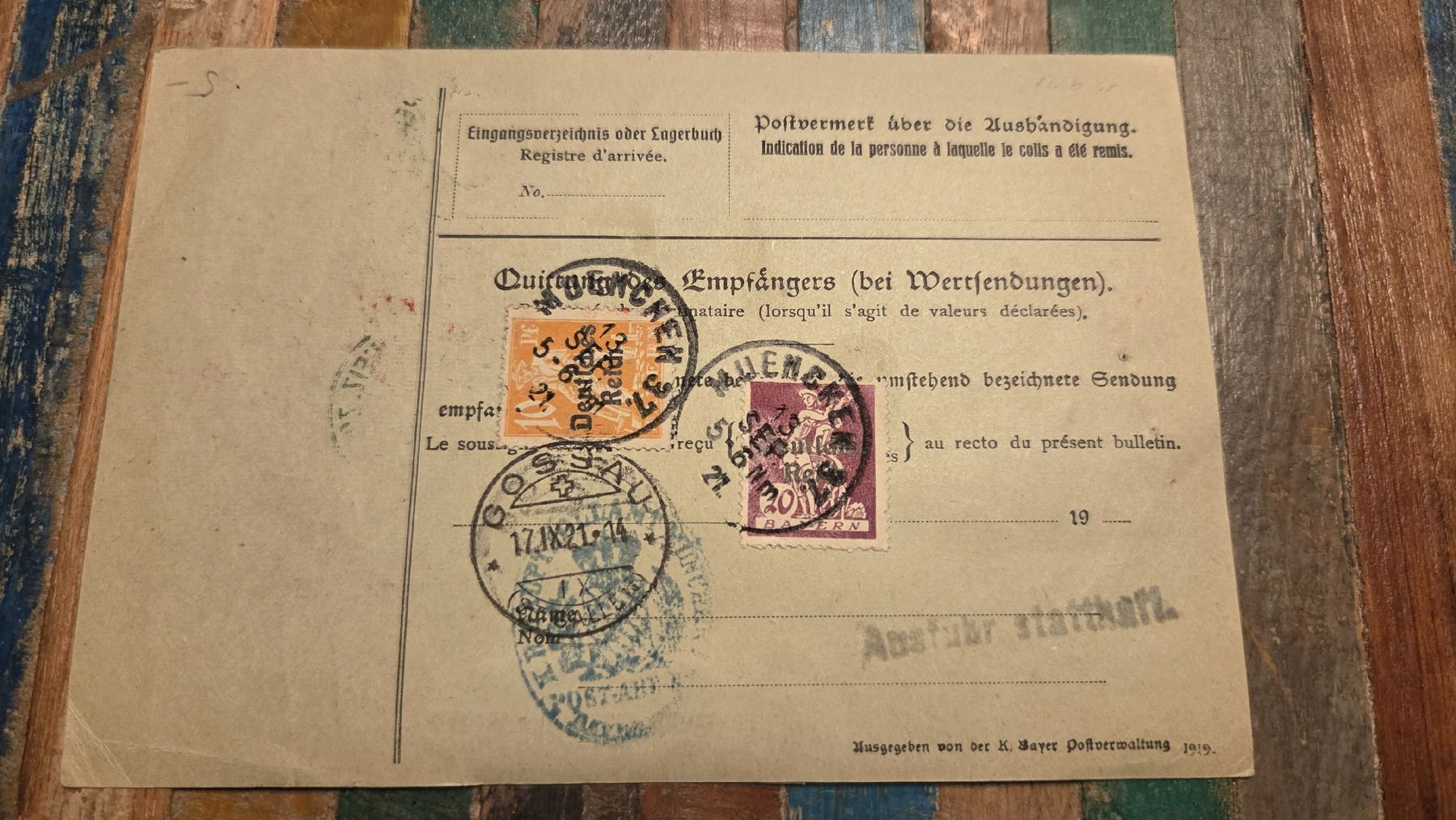 Tutti i francobolli: 1921 Paketkarte München – Usato da Arni AG venduto da Moth68 2