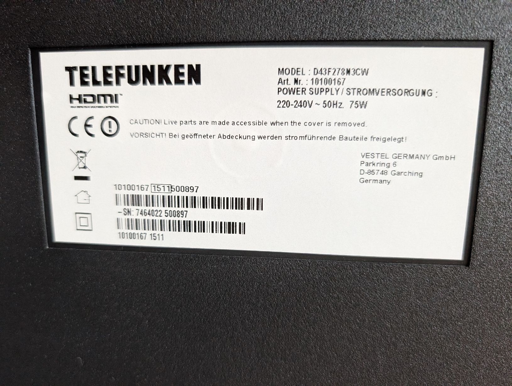 Telefunken Televisori: Telefunken D43F278N3CW – Usato da Langenthal venduto da Gab_t928 3