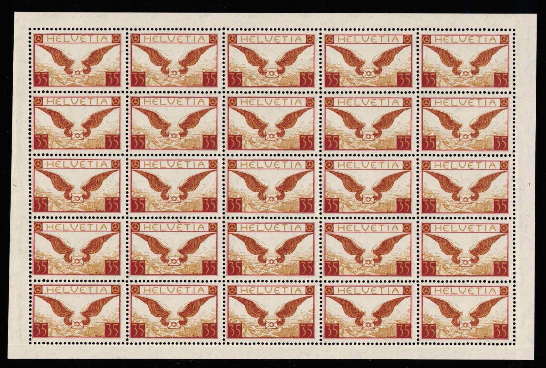 Tutti i francobolli: 1929 Flugpost Bogen Nr. F14 , postfrisch **, Kat. 2'500.- – Nuovo (secondo la descrizione) da Nuglar venduto da Stamp88