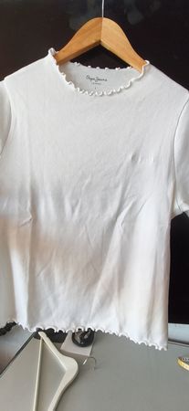 T-Shirt Pepe Jeans gerippt weiss Grösse L neuwertig