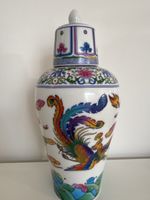 Porzellan Deckelvase Motiv Phönix Drache asiatisch Dekor