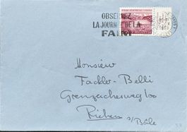 Schweiz Brief 1953 Pro Patria Sonderstempel Riehen Basel