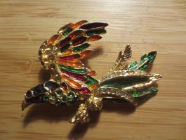 Vogel Edel Stein Anhänger Brosche