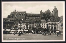 Basel, Barfüsserplatz mit Verkaufsstän