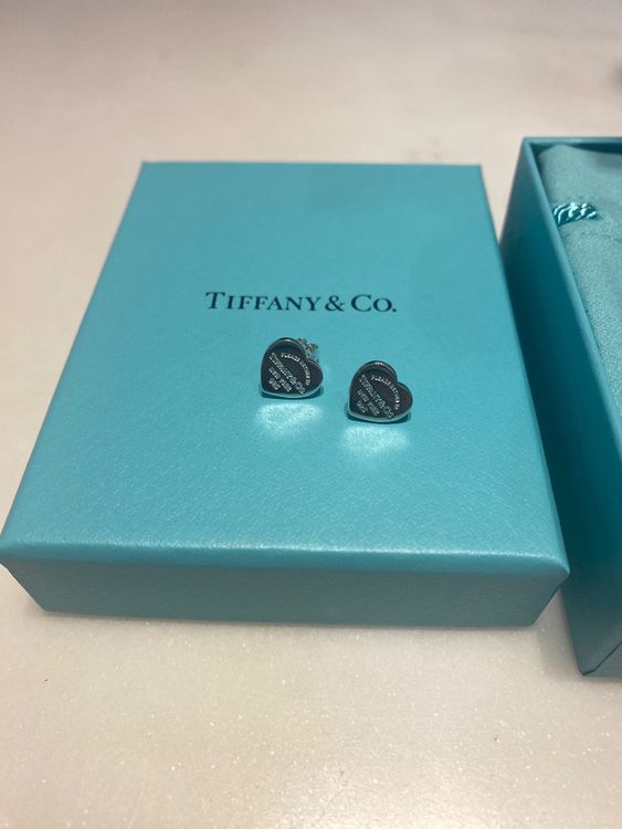 Tiffany Heart Tag Stud Earrings in Silver Mini Kaufen auf Ricardo