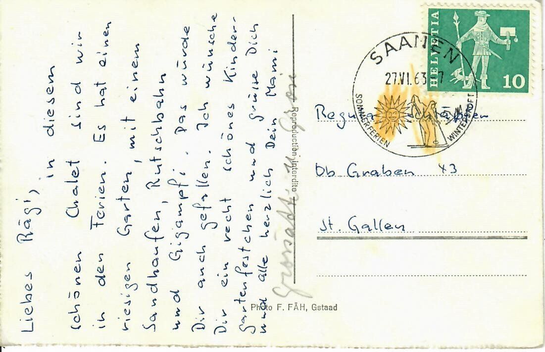 Cartes postales: Chalet Spitzhorn Saanen – D'occasion à Hochdorf par Ziegel-16 1