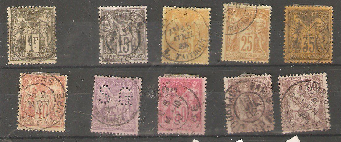 Tutti i francobolli: Frankreich  8 Type Sage  2 Mouchon  gest. – Usato da Lausanne venduto da Whorvath