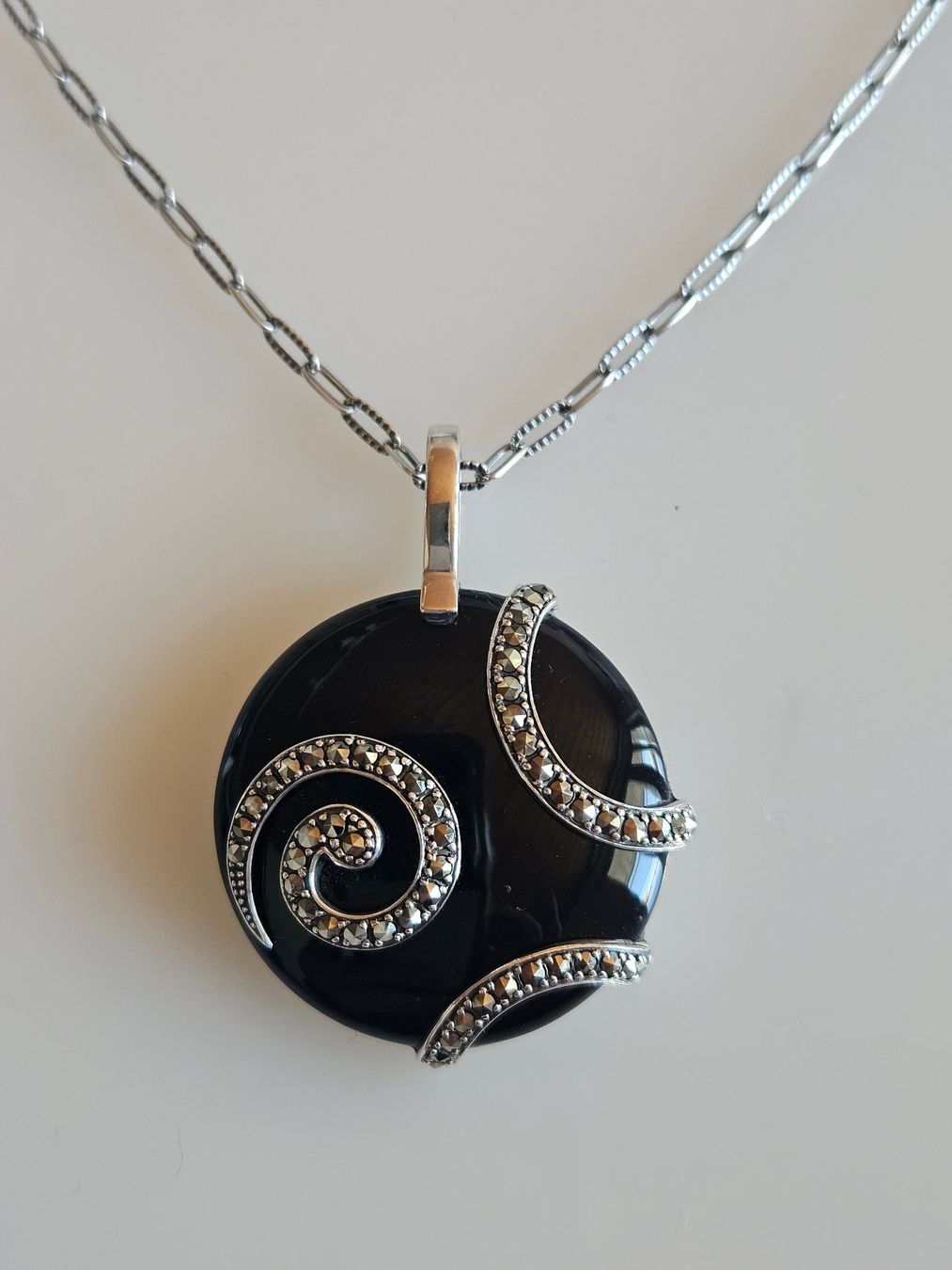 Catenine: Silber Kette mit schwarzem Onyx – Nuovo (secondo la descrizione) da Winterthur venduto da ste_tcx5