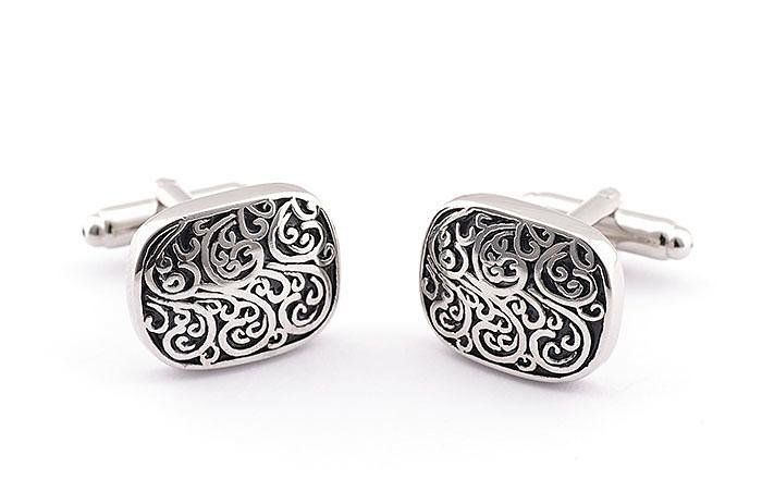 Elegante Manschettenknöpfe Silbern Matt - 17mm Rechteckig Gebogen, Mit Geschenkbox