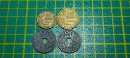 4 alte Münzen aus Frankreich