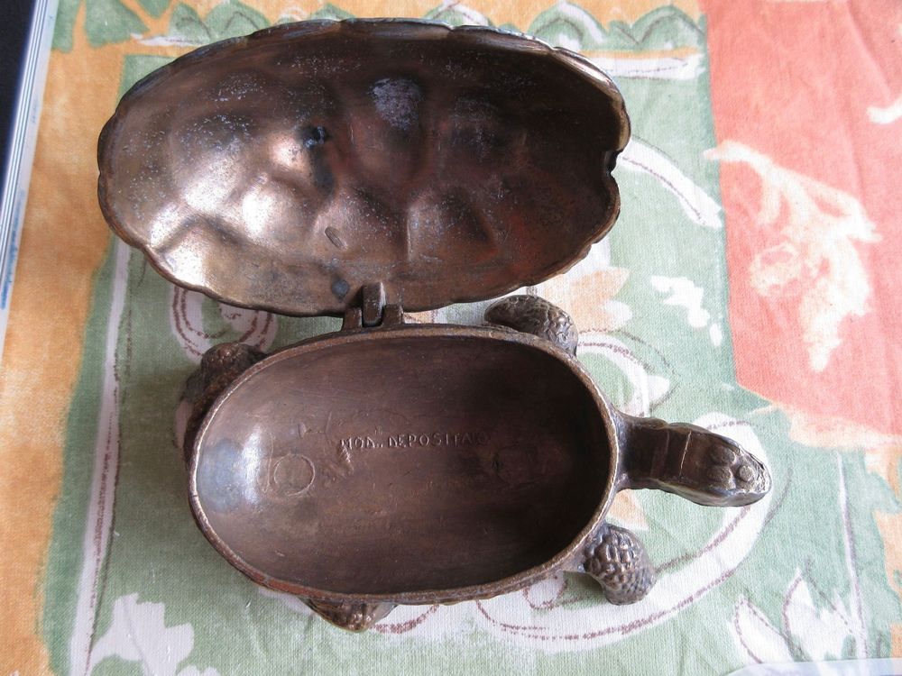 Mod.Depositato Italy, Turtle Schildkröte Aschenbecher Bronze
