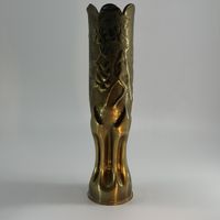 Vase en douille d’obus 75 mm – Trench Art ancien – 27 cm