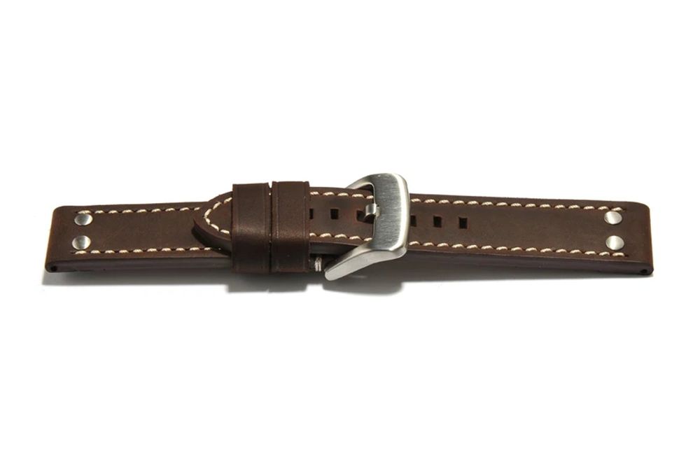 Bracciali & Braccialetti: Uhrenarmband extra stark Leder Vintage 2 Ni 24mm dunkelbraun – Nuovo e nell'imballaggio originale da Wittenbach venduto da uhrenzubehoer24 2