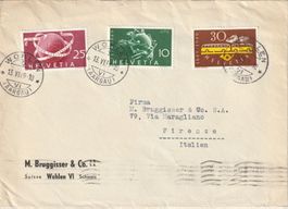 Firmenbrief von 1949 nach Florenz, ITA, schöne Frankatur