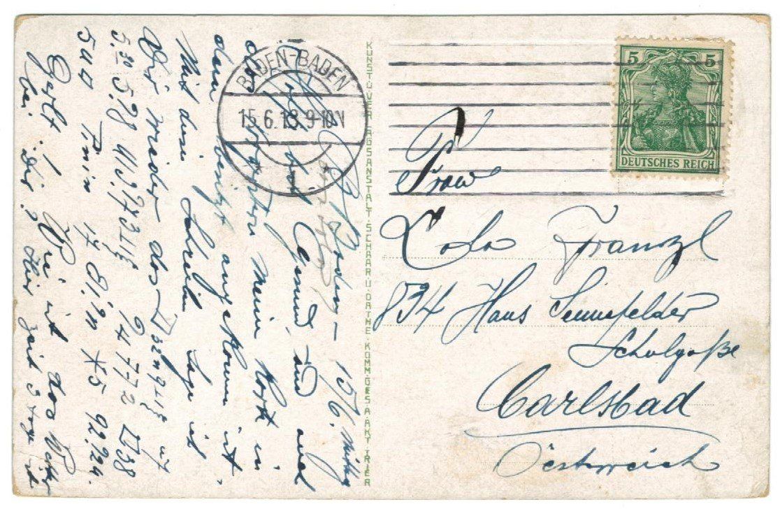 Cartoline postali: AK Baden-Baden 1913 – Usato da Zürich venduto da Tolima194 1