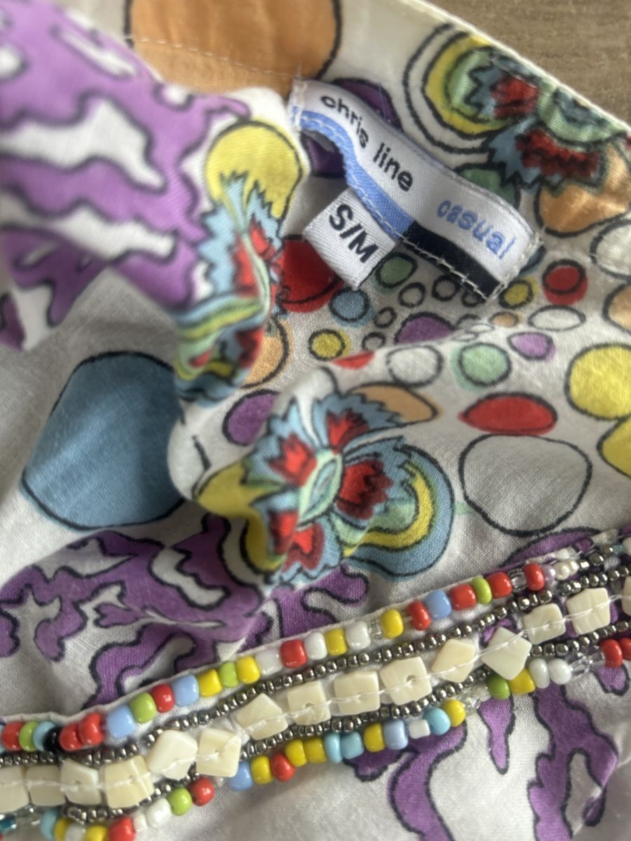 Top: S-M_Chris Line Beach Kaftan Top with beads_thin cotton – Usato da St-George venduto da elena27 3