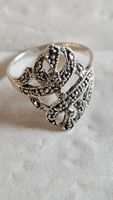 belle bague ancienne en argent 925 et marcassites gr 57